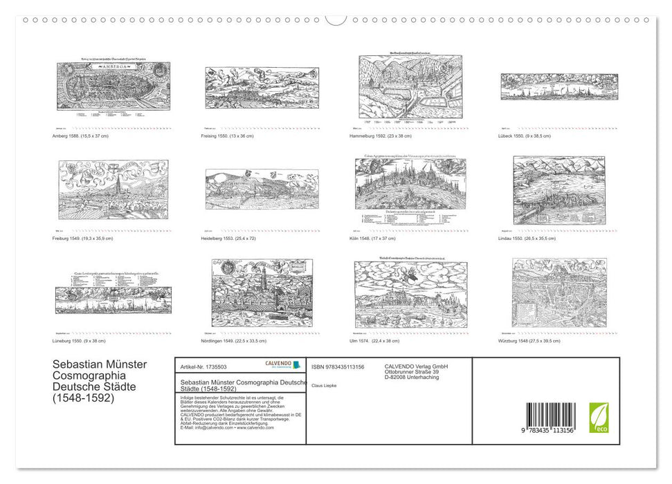 Sebastian Münster Cosmographia Deutsche Städte (1548-1592) (CALVENDO Wandkalender 2025)