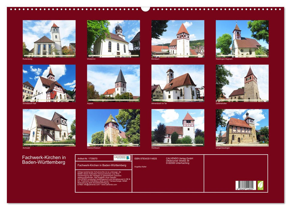 Fachwerk-Kirchen in Baden-Württemberg (CALVENDO Wandkalender 2025)