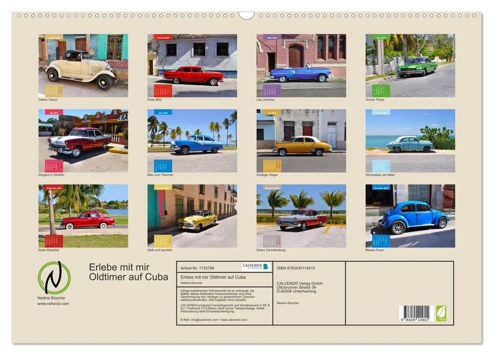 Erlebe mit mir Oldtimer auf Cuba (CALVENDO Wandkalender 2025)