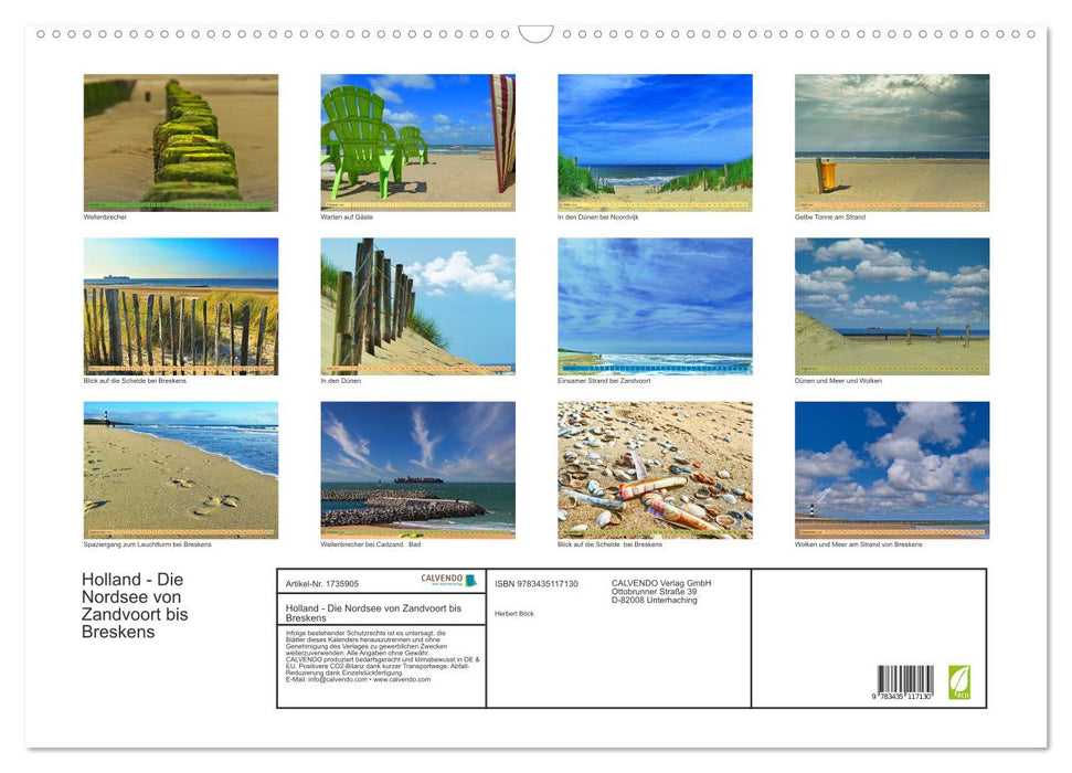 Holland - Die Nordsee von Zandvoort bis Breskens (CALVENDO Wandkalender 2025)