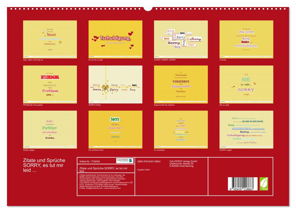 Zitate und Sprüche SORRY, es tut mir leid ... (CALVENDO Wandkalender 2025)