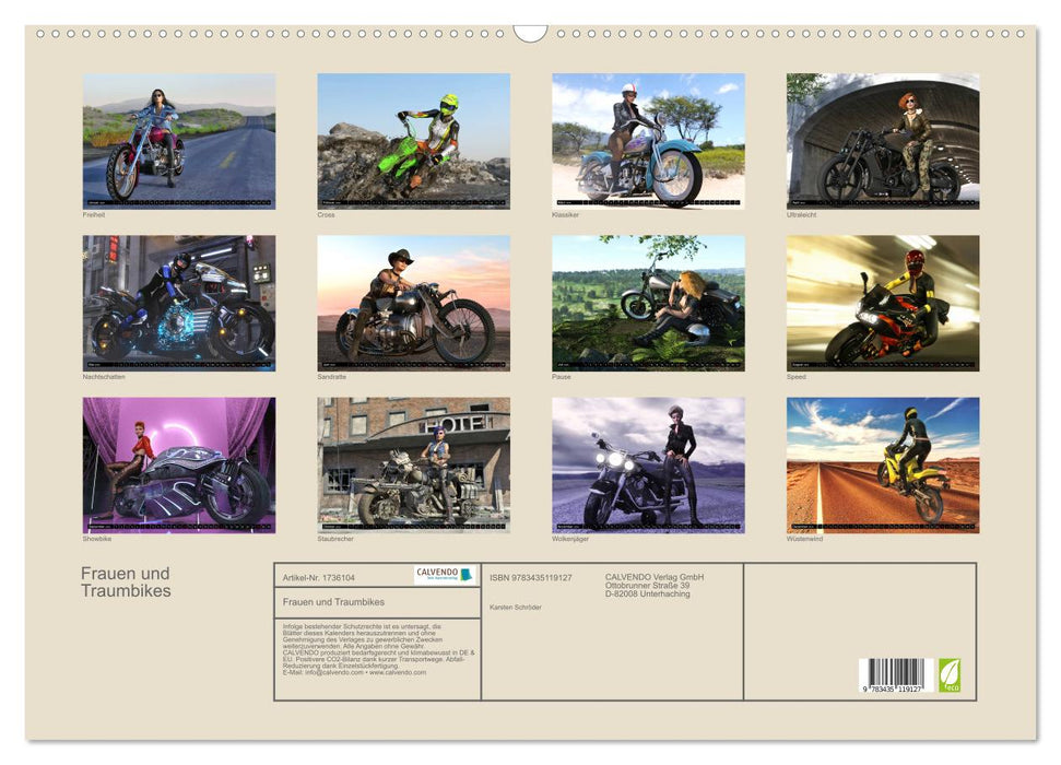 Frauen und Traumbikes (CALVENDO Wandkalender 2025)