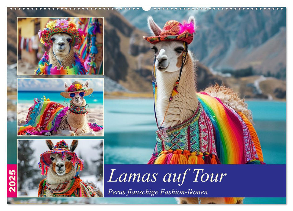 Lamas auf Tour. Perus flauschige Fashion-Ikonen (CALVENDO Wandkalender 2025)