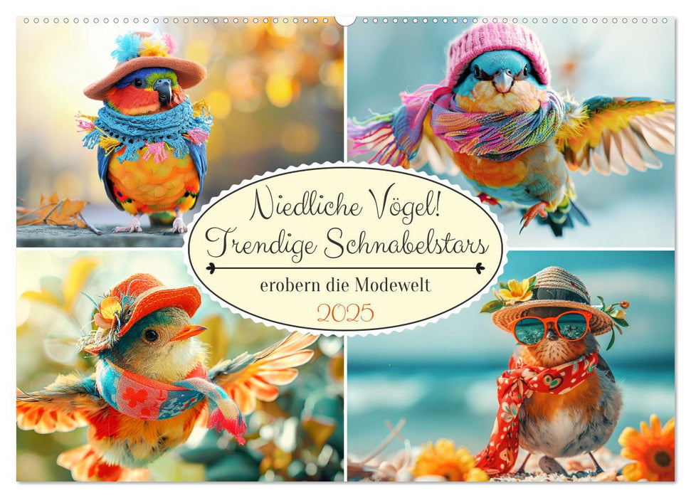 Niedliche Vögel! Trendige Schnabelstars erobern die Modewelt (CALVENDO Wandkalender 2025)