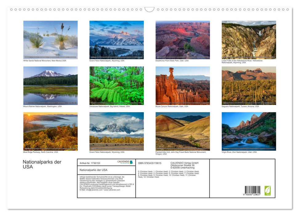 Nationalparks der USA (CALVENDO Wandkalender 2025)