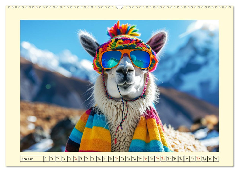 Lamas auf Tour. Perus flauschige Fashion-Ikonen (CALVENDO Premium Wandkalender 2025)