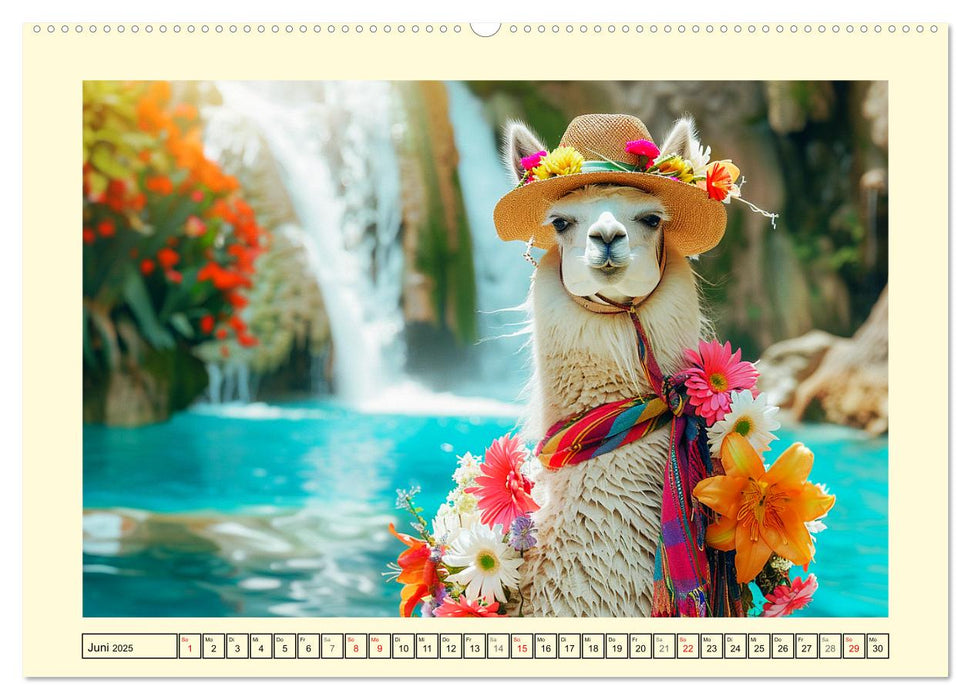 Lamas auf Tour. Perus flauschige Fashion-Ikonen (CALVENDO Premium Wandkalender 2025)