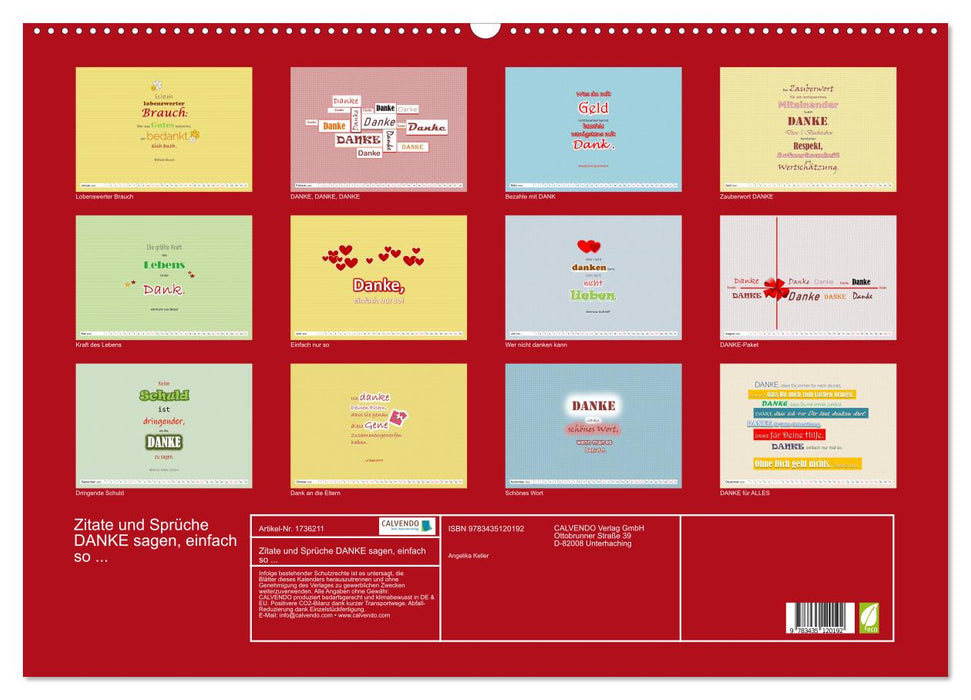 Zitate und Sprüche DANKE sagen, einfach so ... (CALVENDO Wandkalender 2025)