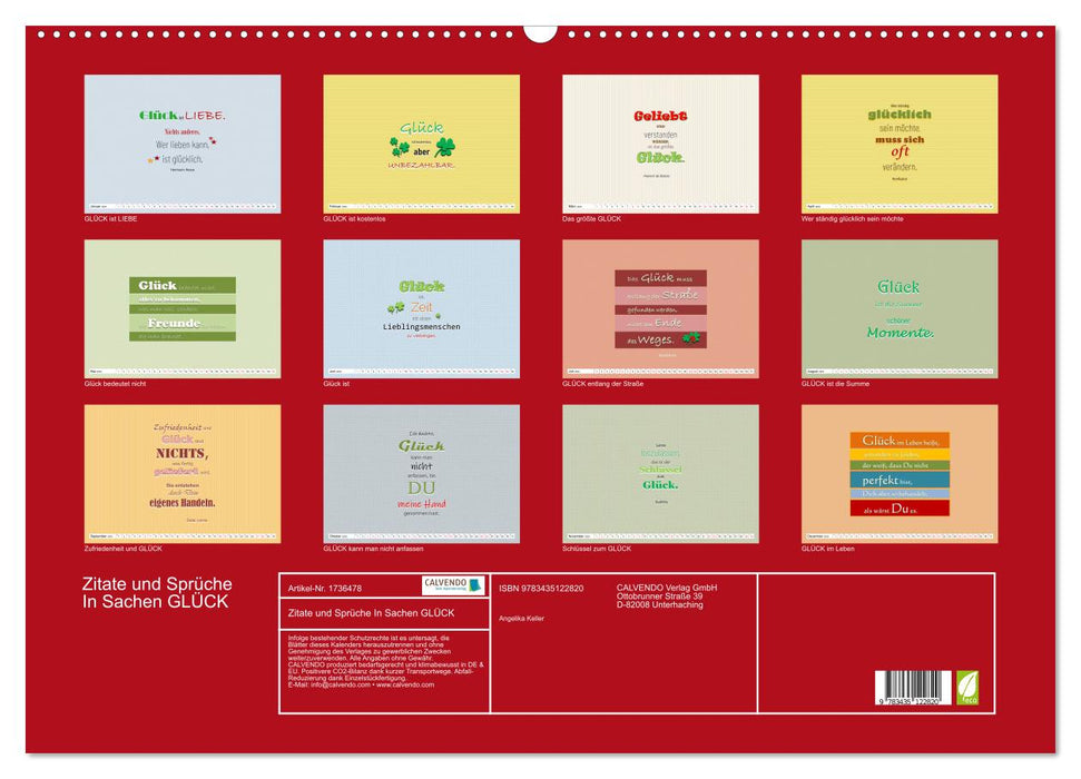 Zitate und Sprüche In Sachen GLÜCK (CALVENDO Wandkalender 2025)