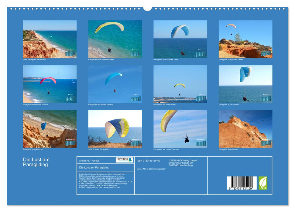 Die Lust am Paragliding (CALVENDO Premium Wandkalender 2025)