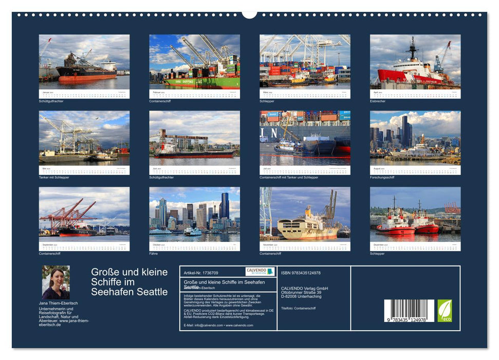 Große und kleine Schiffe im Seehafen Seattle (CALVENDO Premium Wandkalender 2025)