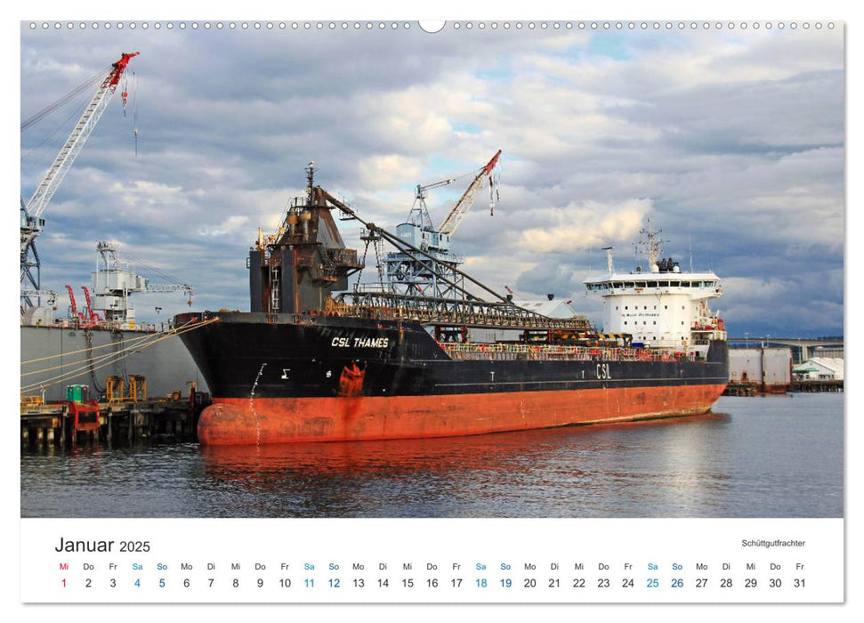 Große und kleine Schiffe im Seehafen Seattle (CALVENDO Premium Wandkalender 2025)