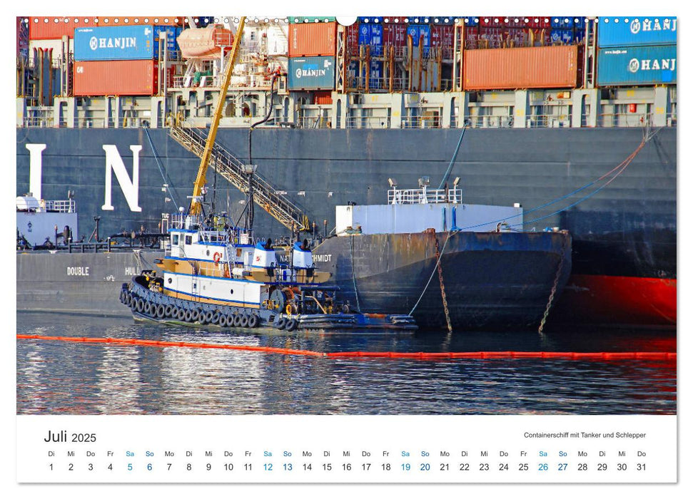 Große und kleine Schiffe im Seehafen Seattle (CALVENDO Premium Wandkalender 2025)