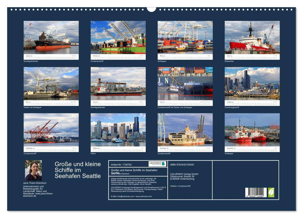 Große und kleine Schiffe im Seehafen Seattle (CALVENDO Wandkalender 2025)