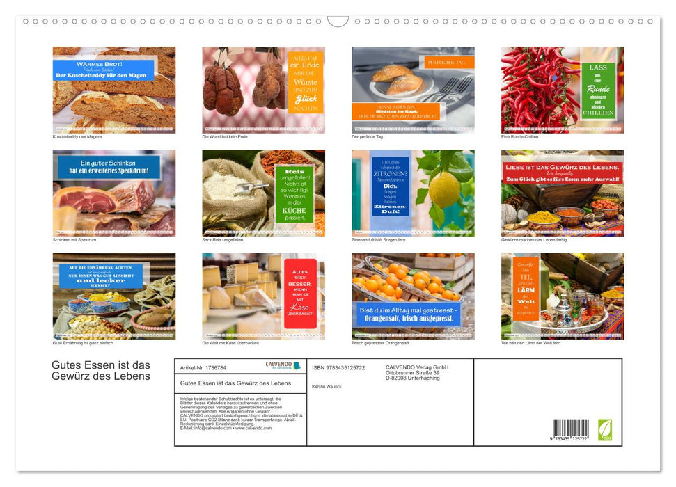 Gutes Essen ist das Gewürz des Lebens (CALVENDO Wandkalender 2025)