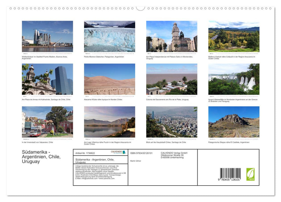 Südamerika - Argentinien, Chile, Uruguay (CALVENDO Premium Wandkalender 2025)