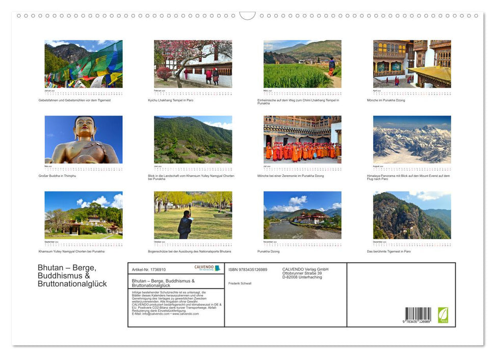 Bhutan – Berge, Buddhismus & Bruttonationalglück (CALVENDO Wandkalender 2025)