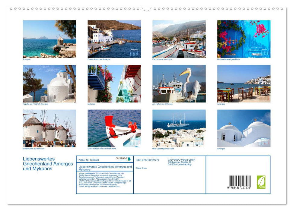 Liebenswertes Griechenland Amorgos und Mykonos (CALVENDO Premium Wandkalender 2025)