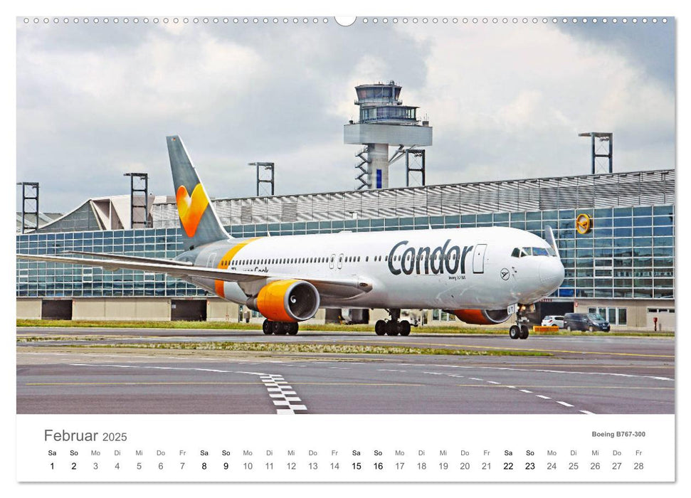 Große und kleine Flieger am Flughafen (CALVENDO Premium Wandkalender 2025)