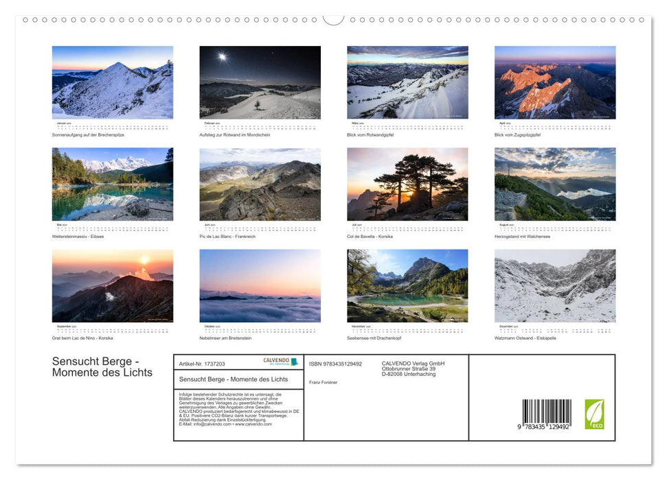 Sensucht Berge - Momente des Lichts (CALVENDO Premium Wandkalender 2025)