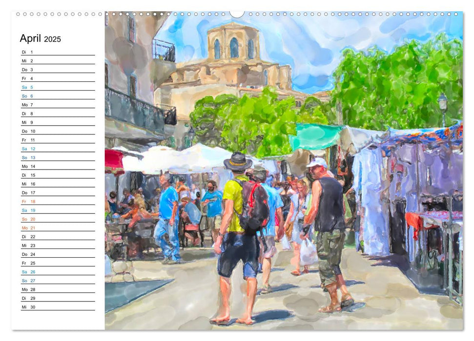 Mallorca - Impressionen in Aquarellfarben (CALVENDO Premium Wandkalender 2025)