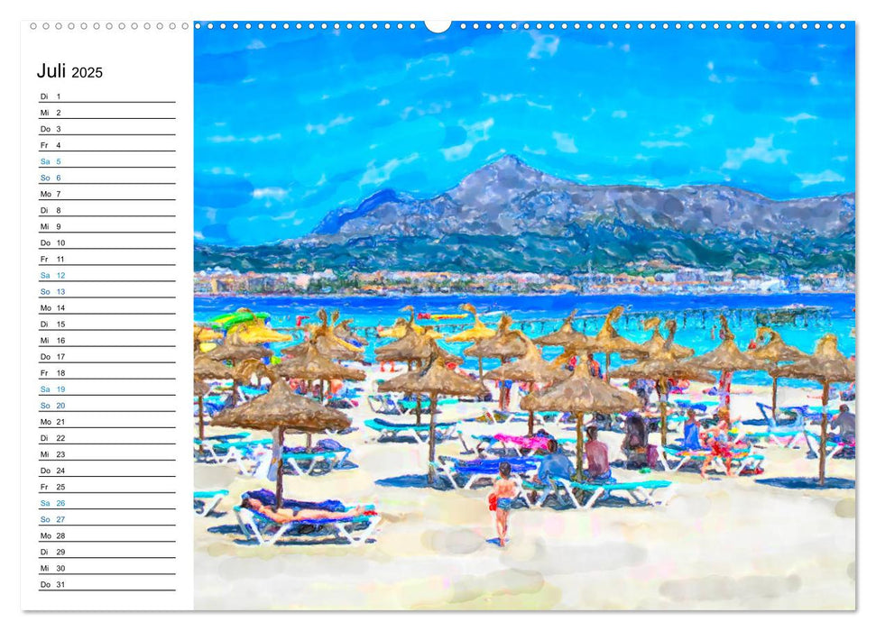 Mallorca - Impressionen in Aquarellfarben (CALVENDO Premium Wandkalender 2025)