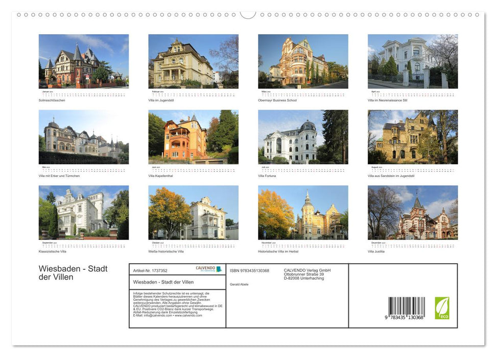 Wiesbaden - Stadt der Villen (CALVENDO Premium Wandkalender 2025)