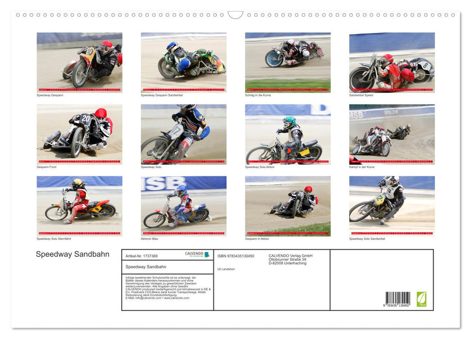 Speedway Sandbahn (CALVENDO Wandkalender 2025)