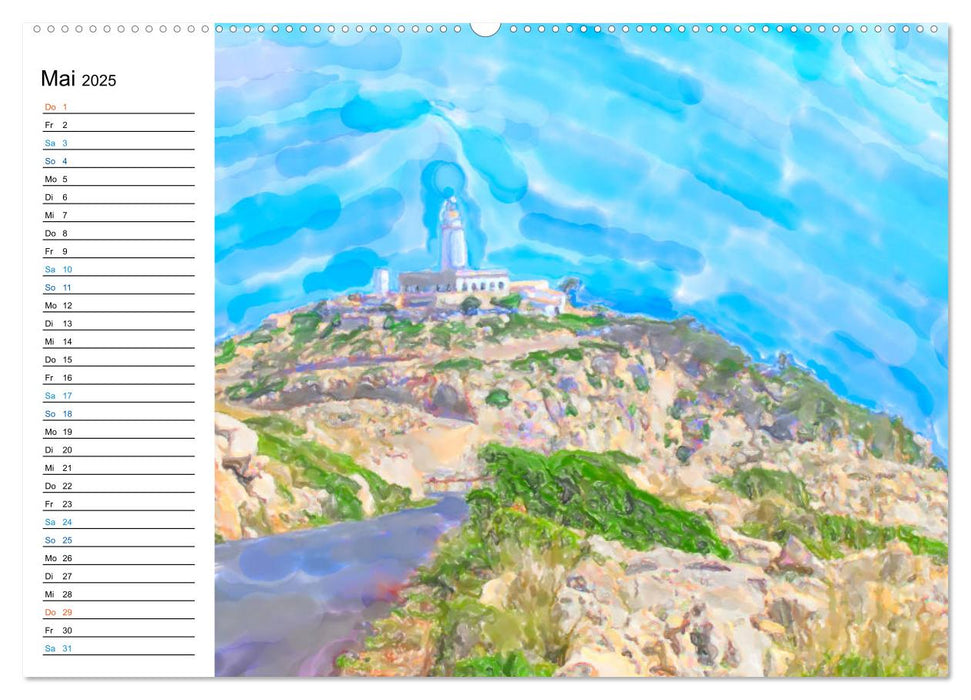 Mallorca - Impressionen in Aquarellfarben (CALVENDO Wandkalender 2025)