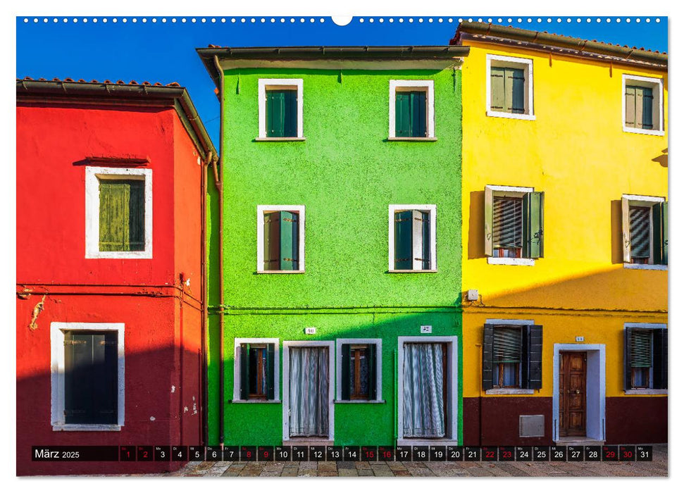 Burano - Die Insel der bunten Häuser (CALVENDO Premium Wandkalender 2025)