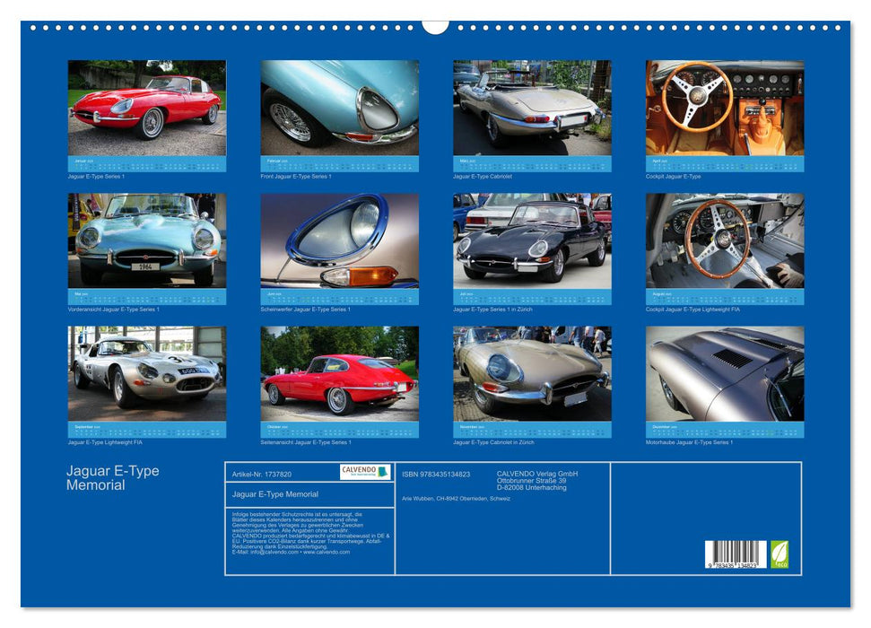 Jaguar E-Type Memorial (CALVENDO Wandkalender 2025)