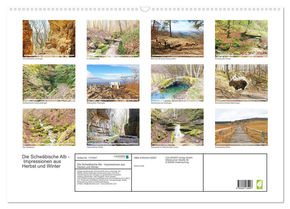 Die Schwäbische Alb - Impressionen aus Herbst und Winter (CALVENDO Wandkalender 2025)