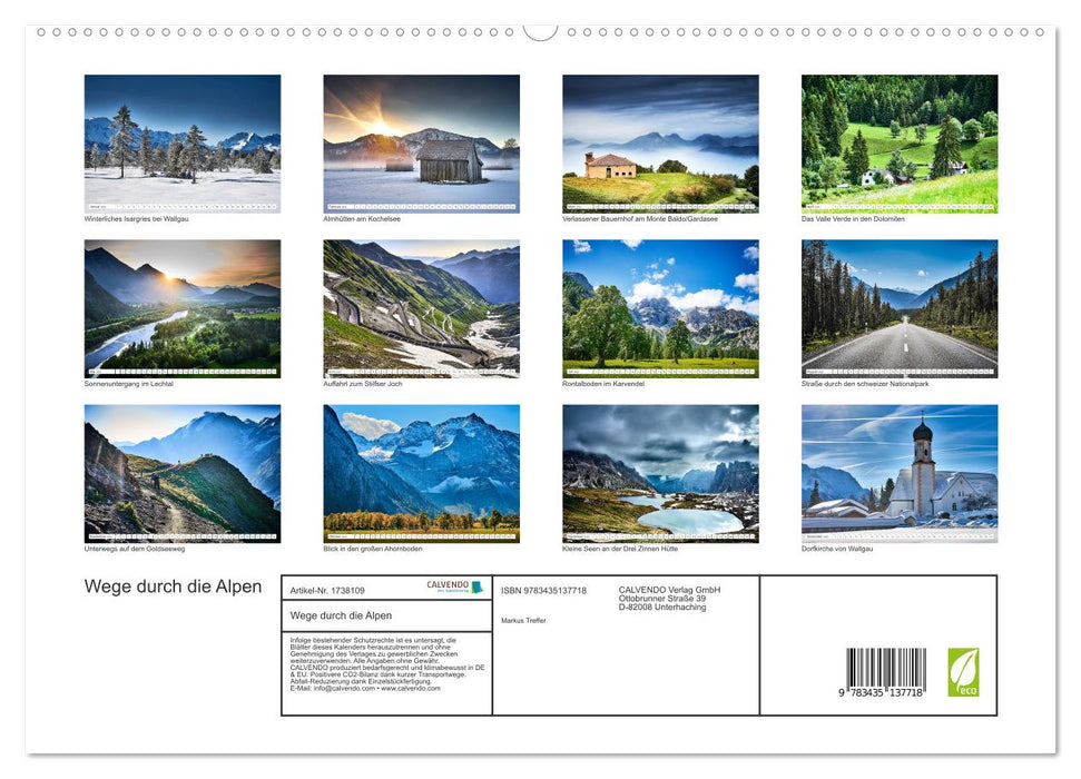 Wege durch die Alpen (CALVENDO Premium Wandkalender 2025)