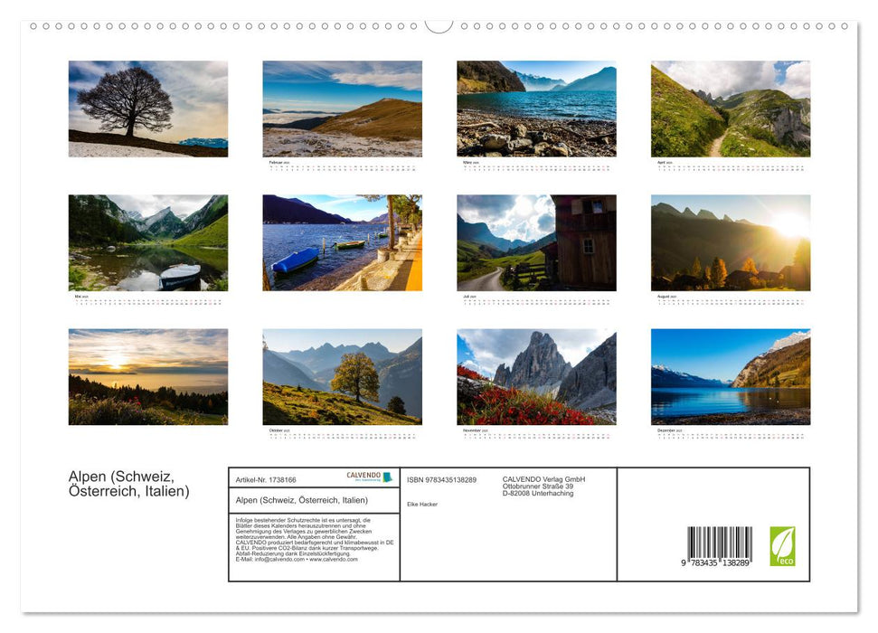 Alpen (Schweiz, Österreich, Italien) (CALVENDO Premium Wandkalender 2025)