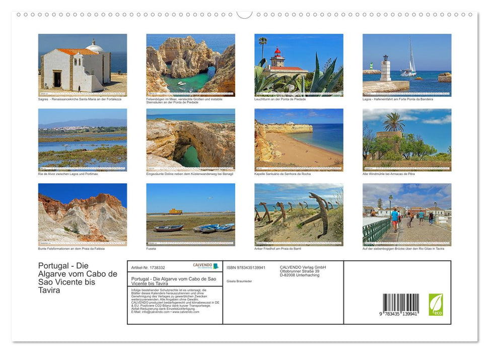 Portugal - Die Algarve vom Cabo de Sao Vicente bis Tavira (CALVENDO Premium Wandkalender 2025)