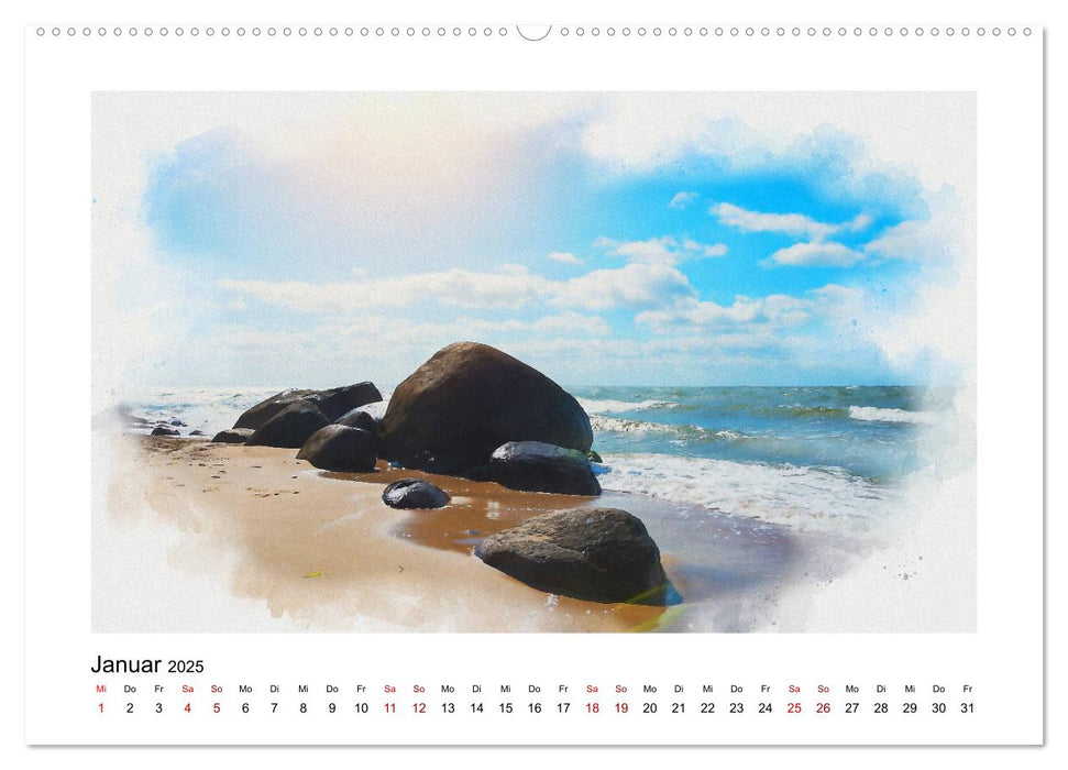 Ostsee Aquarelle (CALVENDO Premium Wandkalender 2025)