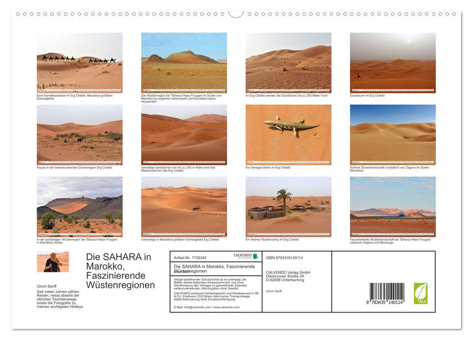 Die SAHARA in Marokko, Faszinierende Wüstenregionen (CALVENDO Wandkalender 2025)