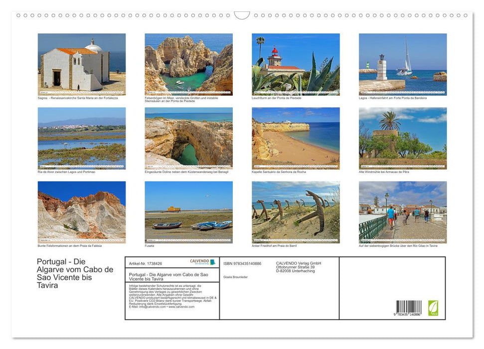 Portugal - Die Algarve vom Cabo de Sao Vicente bis Tavira (CALVENDO Wandkalender 2025)