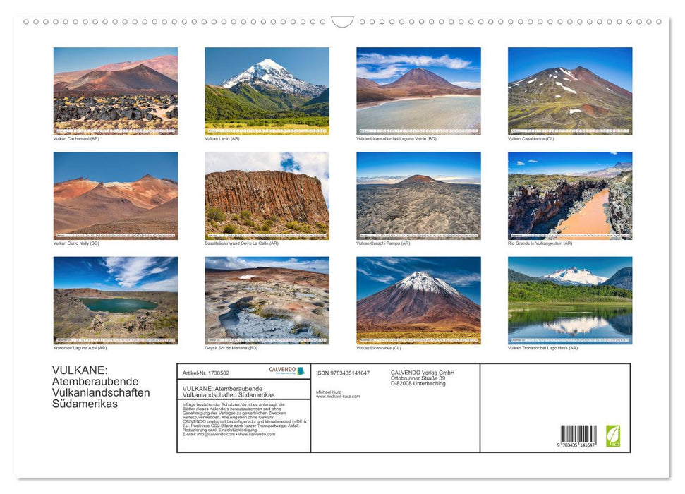 VULKANE: Atemberaubende Vulkanlandschaften Südamerikas (CALVENDO Wandkalender 2025)