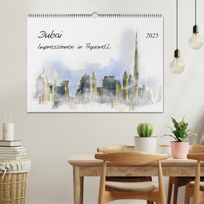 Dubai - Impressionen in Aquarell (CALVENDO Wandkalender 2025)