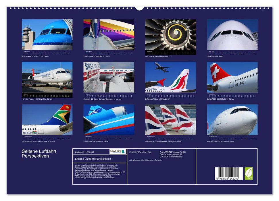 Seltene Luftfahrt Perspektiven (CALVENDO Premium Wandkalender 2025)