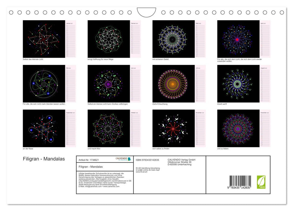 Filigran - Mandalas (CALVENDO Wandkalender 2025)