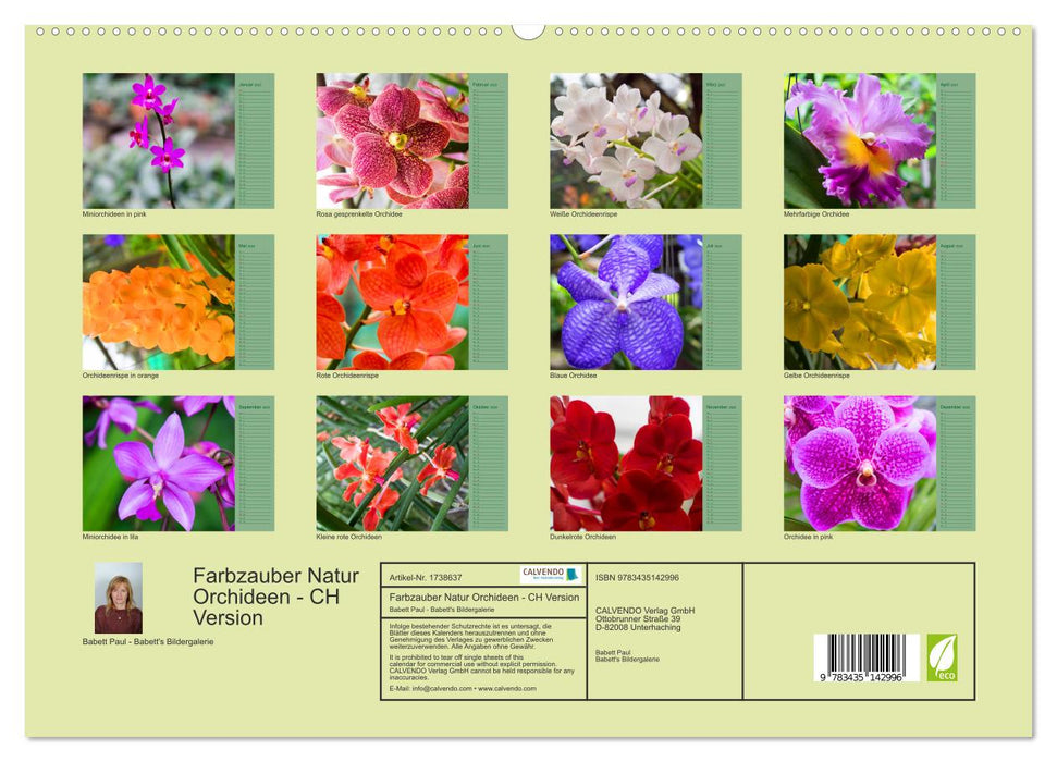 Farbzauber Natur Orchideen - CH Version (CALVENDO Wandkalender 2025)