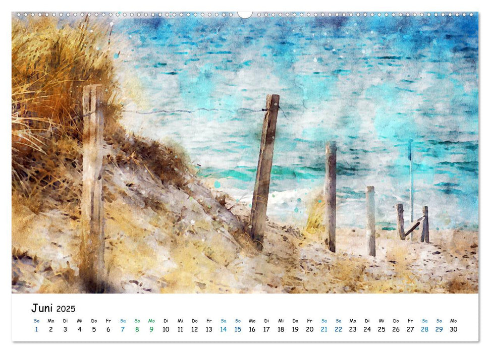 Aquarell Illustrationen vom Darß (CALVENDO Premium Wandkalender 2025)