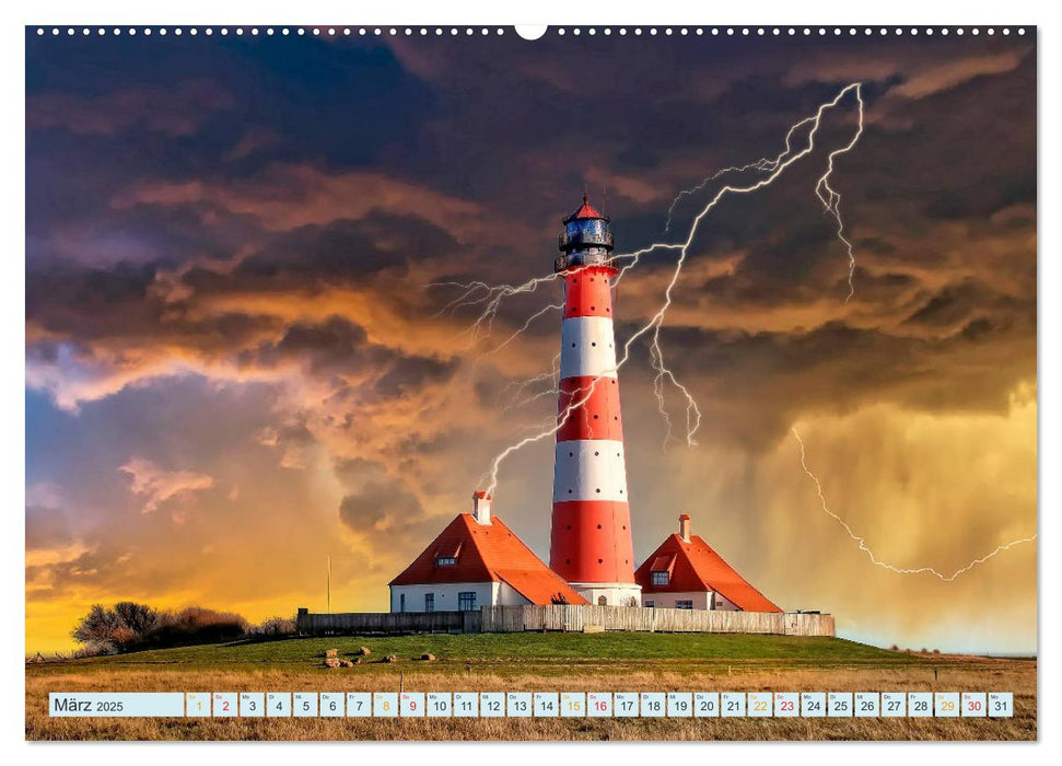 Leuchtturm Gewitter (CALVENDO Premium Wandkalender 2025)