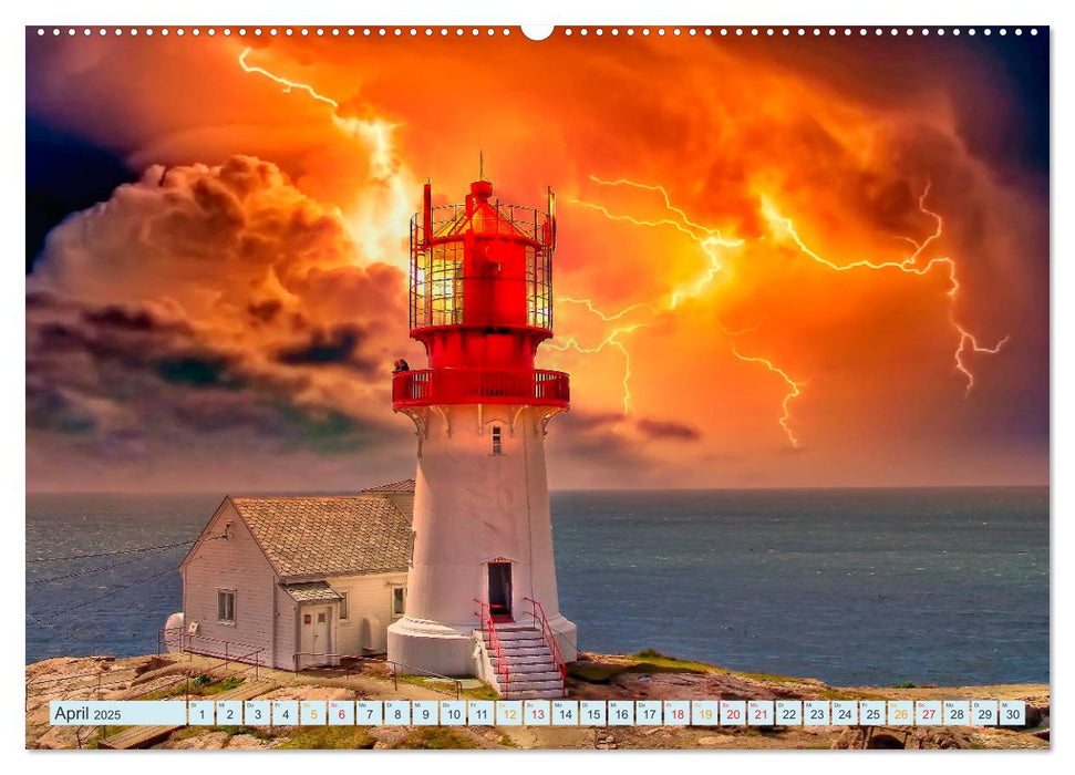 Leuchtturm Gewitter (CALVENDO Premium Wandkalender 2025)