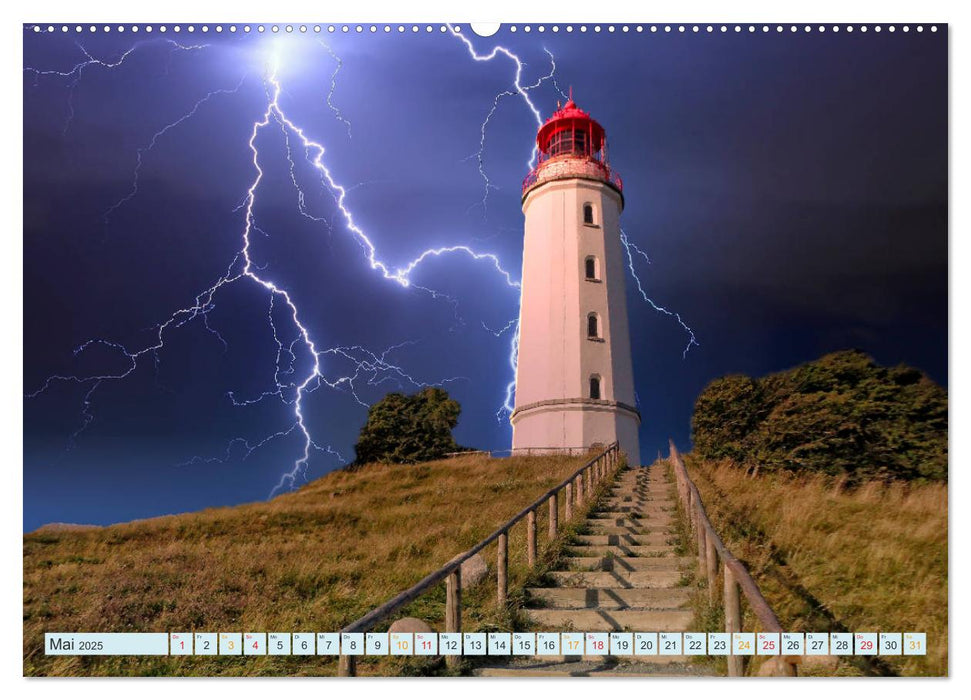 Leuchtturm Gewitter (CALVENDO Premium Wandkalender 2025)