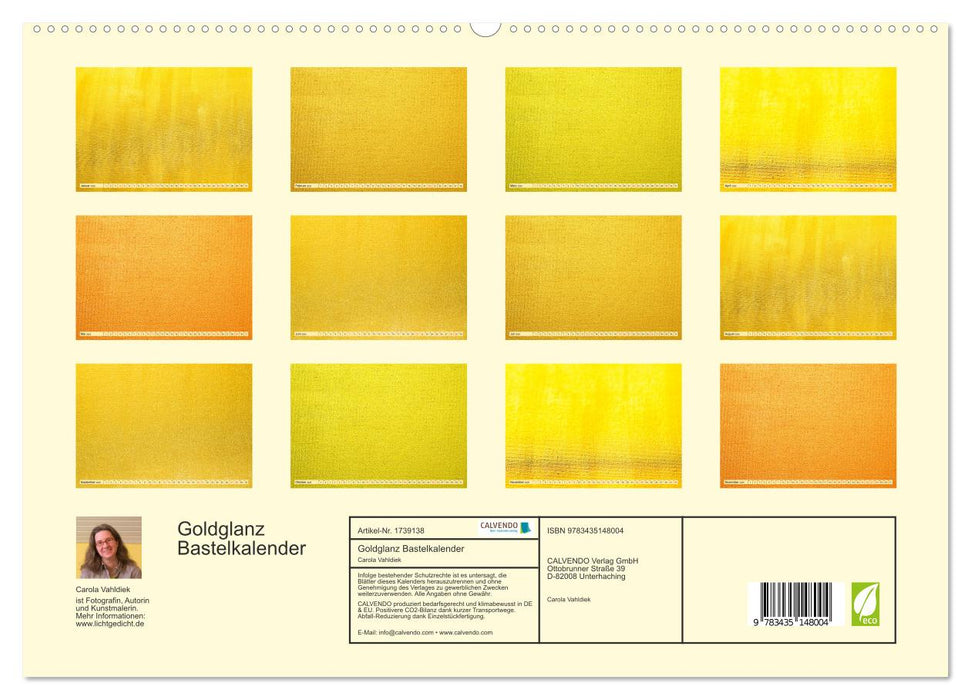 Goldglanz Bastelkalender (CALVENDO Premium Wandkalender 2025)