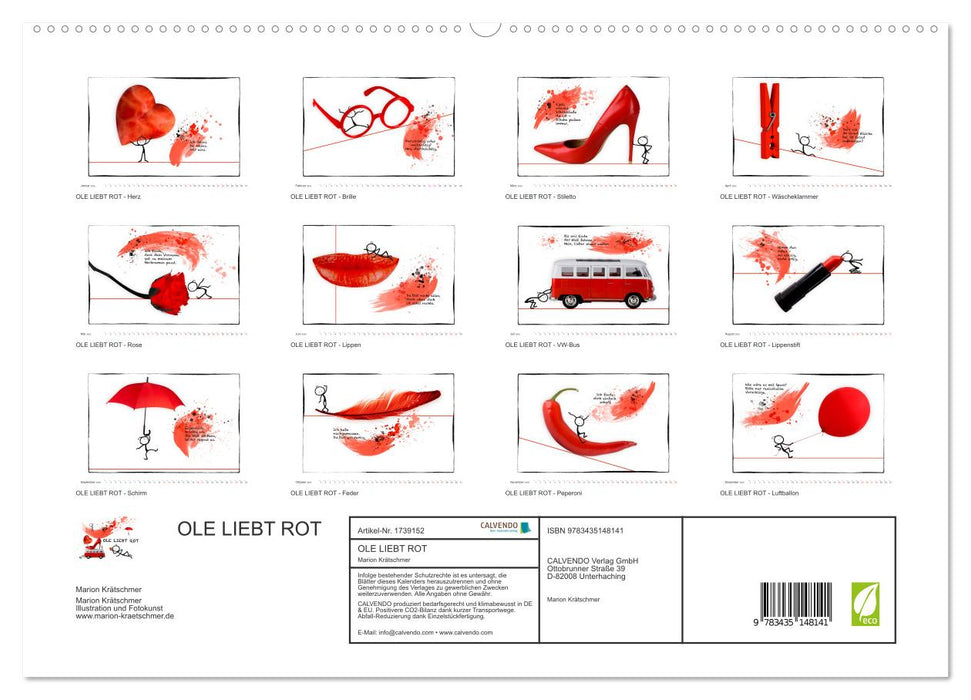 OLE LIEBT ROT (CALVENDO Premium Wandkalender 2025)