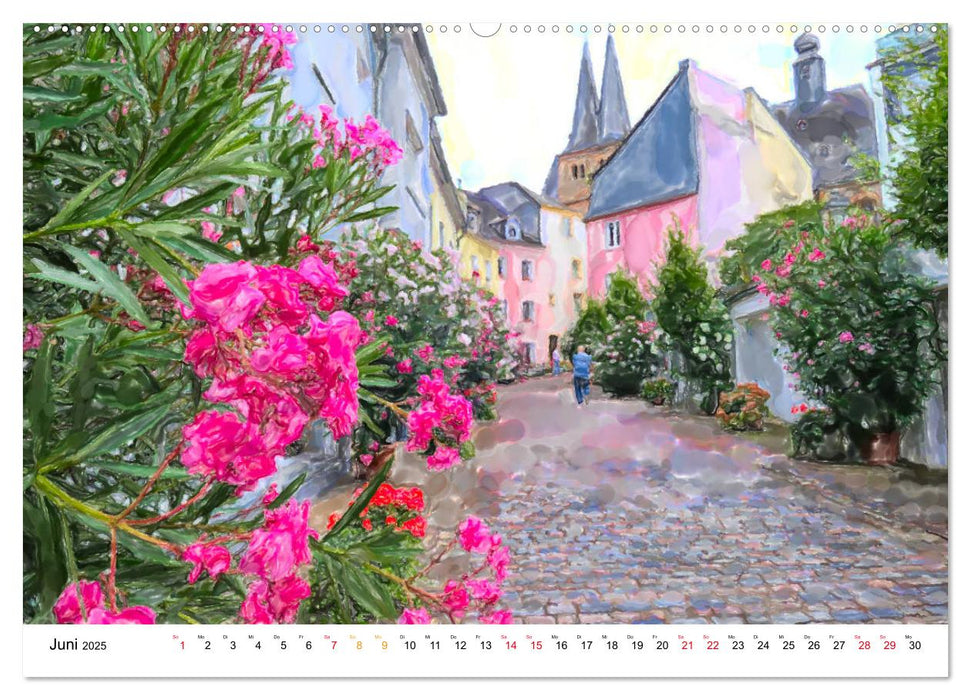 Stadt Saarburg - Rundgang in Aquarell Illustrationen (CALVENDO Premium Wandkalender 2025)